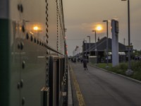 All aboard! GO 781 loads and unloads passengers at St. Catharines during its excursion trip to Niagara Falls.