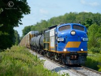For the first time, Covered wagons hold sole power duties on OSR's daily Salford to Woodstock, ON freight, and OSRX 1401 (formerly RLK 1401, ex CN 6523 built in March 1957) is back in service. 1401 last held duties on the Goderich-Exeter Railway but sat in a deadline for a few years before being acquired by the Ontario Southland in 2013. For more of 1401 in action over the years, use the 'search' feature on this site. 