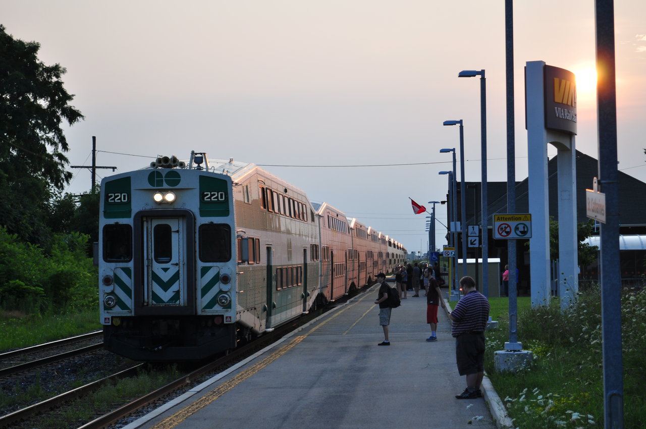 The first GO train of the long weekend pulls into the St.Catharines station.