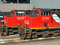 Two C44-9W's are lined up at CN's MacMillan Yard Locomotive Reliability Center awaiting there next mainline assignments.