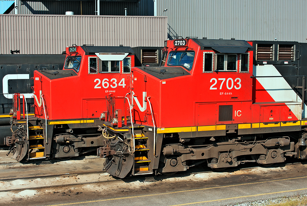 Two C44-9W's are lined up at CN's MacMillan Yard Locomotive Reliability Center awaiting there next mainline assignments.