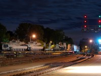 What do we have here ? 394 working Brantford Yard in the early hours of sunday with a pair of US Army M1 Abrams tanks and transport vehicles that are destined for Montreal