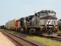 NS9142 with NS9316 and Elgin Joliet and Eastern unit 675 head toward the St. Clair River tunnel.