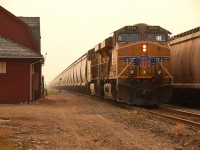 Consecutively number UP's(UP 5500+ UP 5501) pull a potash train into Wynyard for a crew change.  