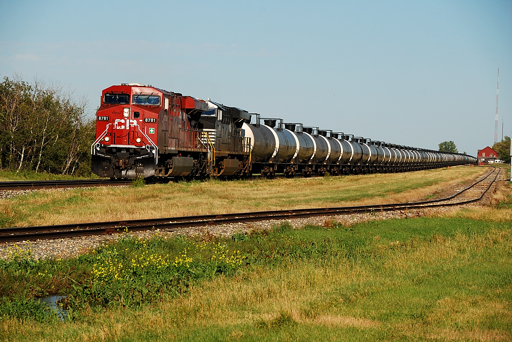 CP 615 accelerates out of Wynyard, Sk after making a crew change.