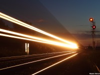 CP 142 tears it through Lisgar GO Station Rail with a solo GEVO, being 8786. The low long exposure shot made this photograph pretty cool! 