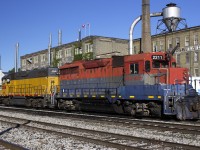 While I was waiting for my train back to Toronto, I decided to take a picture of these two Geeps sitting here at Kitchener.