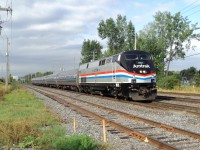 Amtrak 822 a P42-DC paint at the old colour for a anniversary 1971-2011 40years it is the second loco coming in Montréal with old colours loco Amtrak 145  and now Amtrak 822 Adirondack rte 68  