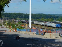 Stuart St - For probably a few decades, you had brush and a pole-line along Stuart St which made shots like this impossible - all removed for the James St. North project - but the scene is still cluttered - will it remain like this? Will tall and unsightly fences be installed, perhaps a sound barrier? (rumours..) - for the Stuart St. Fans - this is the scene this week. The road may be closed but there are homes here, so your free to walk in if you want. 1569, the new kid on the block is switching cars in the yard while construction is quiet on this Sunday morning. 