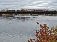 CN 2139, 2035, and CREX 1407 lead 710's crude loads over the Trent River in Trenton. 1432hrs.