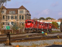 The icing on what was otherwise a pretty good railfanning day was 147, with an improbable consist of 3 SD60's and one of the rare remaining SOO SD60M's (SOO 6061). The trailing two units were lifted at Wolverton after coming off yesterday's 244. Here the units have cut off from their train on the main line and the crew will tie the engines down until the outbound crew is on duty. After a wait of about an hour and a quick 3 car lift, the train departed the yard just after sundown.