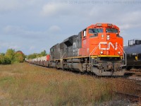CN 148 cruises through Brantford on the South track with CN 8829 and IC 1037 providing the horsepower.  On a day that was mostly gloomy I lucked out getting some awesome sunlight for this train.