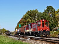 An unusually quiet Saturday afternoon finds the OSR's Woodstock turn heading for home with nine cars for Cami and Ingersoll. They had set off 40 cars for CP to lift, but did not need to go out to West Coakley on this particular day.