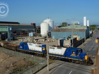 I'm standing on the Burlington St. overpass for the tracks and the US Steel/MANA entrance (Wilcox St area) RLK 4003 has a cut of cars and RLK 3873 along for the ride headed to Railcare and the SOR shops down this spur. This is about as close to a matching Raillink scheme you'll get now - and the last two left on SOR. At least the patch job was done with care - no spray cans as seen on CN and other class 1's ;)