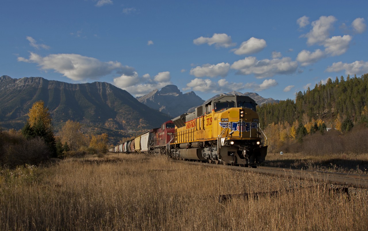 The Big MAC'S are back! Recently refurbished (now with wings) UP SD90MAC leads a westbound near Cokato BC
