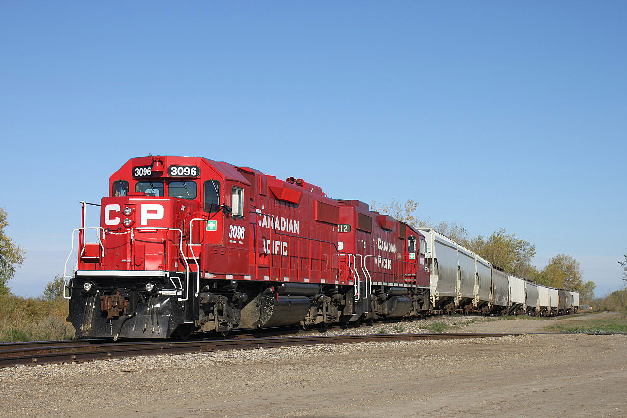 Two rebuilt GP38-2's sit idle on the South Industrial Lead in Brandon.