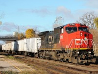 9:15 on a bright cold morning and the eastbound Triple Crown Road/Railer speeds passed the station with CN2190 in charge.