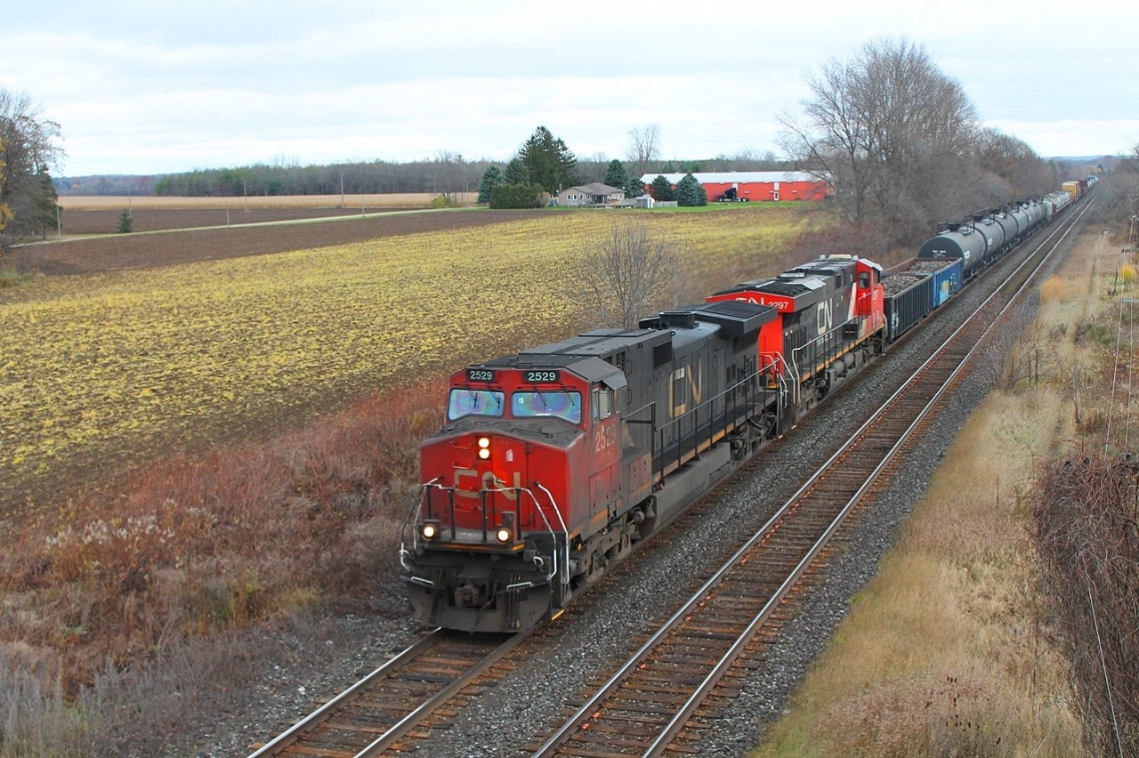 Seen from Blenheim Road bridge to the east of Princeton. Is this the dirtiest loco on CN?