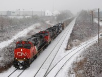CN 2297 - CN 2577 - NS 8448 - NS 7715 lead 117 cars on M382 as they pass under Wayne Gretzky Parkway