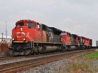 CN 8862, CN 2166, IC 2465 (freshly painted, no longer LMS blue) and CN 4761 pass Georgetown station.