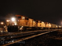 It's 00:22 ET, the local Thunder Bay crew's night is almost done. After completing their 147 mile run from Ignace the crew awaits further instructions to yard the balance of their train into the yard. Once yarded, the power will be sent to the shops where this trio of SD40-2F's will make a run around the wye and run back west on tomorrow's 441, bound for Winnipeg.