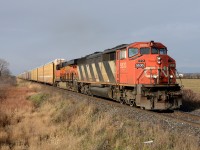 CN 5530 with BNSF 6825 lead train 382 east bound at Fairweather Road.