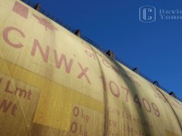 <b><I>Intimate encounters in Northern Ontario.</b></I> Along the defunct CN Kinghorn sub sat hundreds of stored aluminum hoppers, nicknamed "Lemon Limes" these cars designed for light branchline use had worn out their usefulness and worth more to scrap then repair. Here cars like CNWX 107409 sit stringed together, snowed in, in the middle of the bush northeast of Thunder Bay, in Shuniah Township await their fate. Paint fading, initials wearing off these cars will sit for another month and a half when a couple of CN extra's will be dispatched out of Thunder Bay to bring them into Port Arthur yard to be scrapped on site.