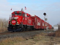 The 2014 version of the CP Holiday Train, now using the newer GP20C-ECO locomotives instead of the AC4400CW's, tears through the small town of Grafton, Ontario towards its next show stop in Bowmanville. Visit cpr.ca for the Holiday Train schedule. At each stop, admission is free and spectators get to watch a performance from the train. However, bringing a non-perishable food item for a local food bank is highly recommended! 