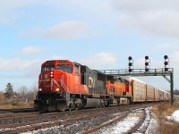 The fifth train within an hour this morning hauled by CN 5724 and BNSF 5506 caught in a rare sunny moment!