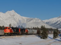 CN SD70M-2s 8901 and 8024 cruise towards Jasper on an extremely chilly, -37 morning east of Jasper.