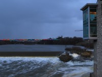 CP 01H-26 briefly stops on the bridge over the Grand River.