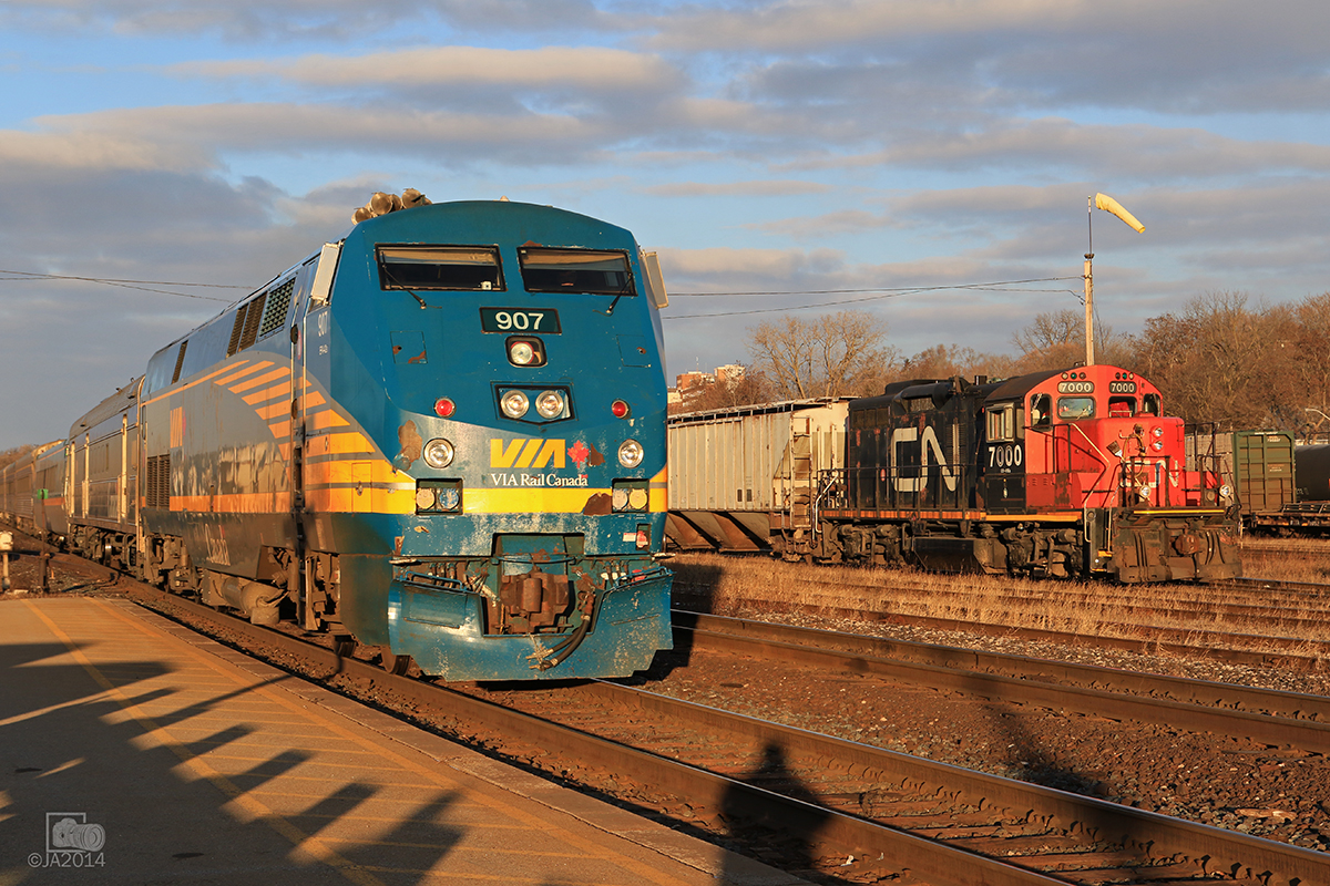 VIA 70 is moments away from it's station stop in Brantford.