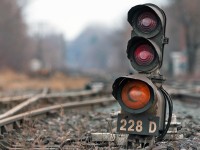 A unique dwarf signal protects the west end of the Brantford plant on this mild afternoon, the switching feature is set up for the yard job to use the pullback without need for the yard crew to call the RTC for headroom each time they make a move into the plant. 
