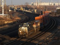 Montreal-Chicago hotshot train #149 handles the curve at Gerdau with an all-BCOL consist doing the honours.