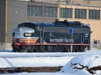 An ex-RPCX (Railroad Passenger Car Numbering Bureau) FP9 sits in Walker Yard on its way to Wainwright, now owned by a private collector along with RPCX 6311. It was built in Sept. 1954 as CN 6509.