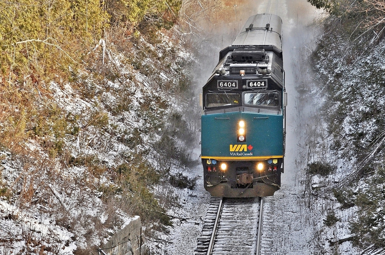 VIA 85 races through the cut at Limehouse.