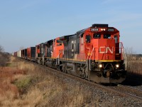 CN2035 leads train 382 as the lone power east out of Sarnia with CN8958(dead) and CN5627(dead).