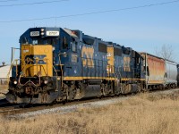 CSX2757 with CSX2561 come around the corner heading south on to the St. Clair River Industrial Spur at St. Andrews Street.