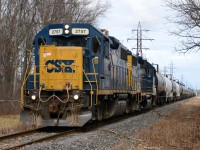 CSX2757 with CSX2799 head south on the CN Industrial Spur at Williams Drive.