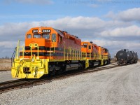 On their first day of revenue service on the SOR, I find RLHH 3404, RLHH 3403 and RLHH 3049 working Garnet yard on a sunny December morning.  The SD40-2's have replaced the GP20D's on the SOR, I found CEFX 2015, RLK 3873 and CEFX 2006 parked in Hagersville this morning waiting on a crew to take them to Hamilton for the CEFX's to be returned to the leaser.  