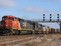 CN 385 cruises through Paris Junction with an awesome consist.  CN 2444, IC 1025 and KCS 3916 were having no issue keeping their large train in check.