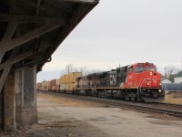 148 had two BCOL locos in different liveries at point this morning. BCOL 4607 and 4616 lead the all intermodal east.