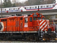 JLCX 1591, Ex CP 1591 (GMD GP9u). After being on the Dead Line at the CP Coquitlam Shop for some time, this well performing workhorse went to SRY. It was sold to JLCX and they did some minor repair work to it. It's a solid performer. Where it goes from here I'm not certain.