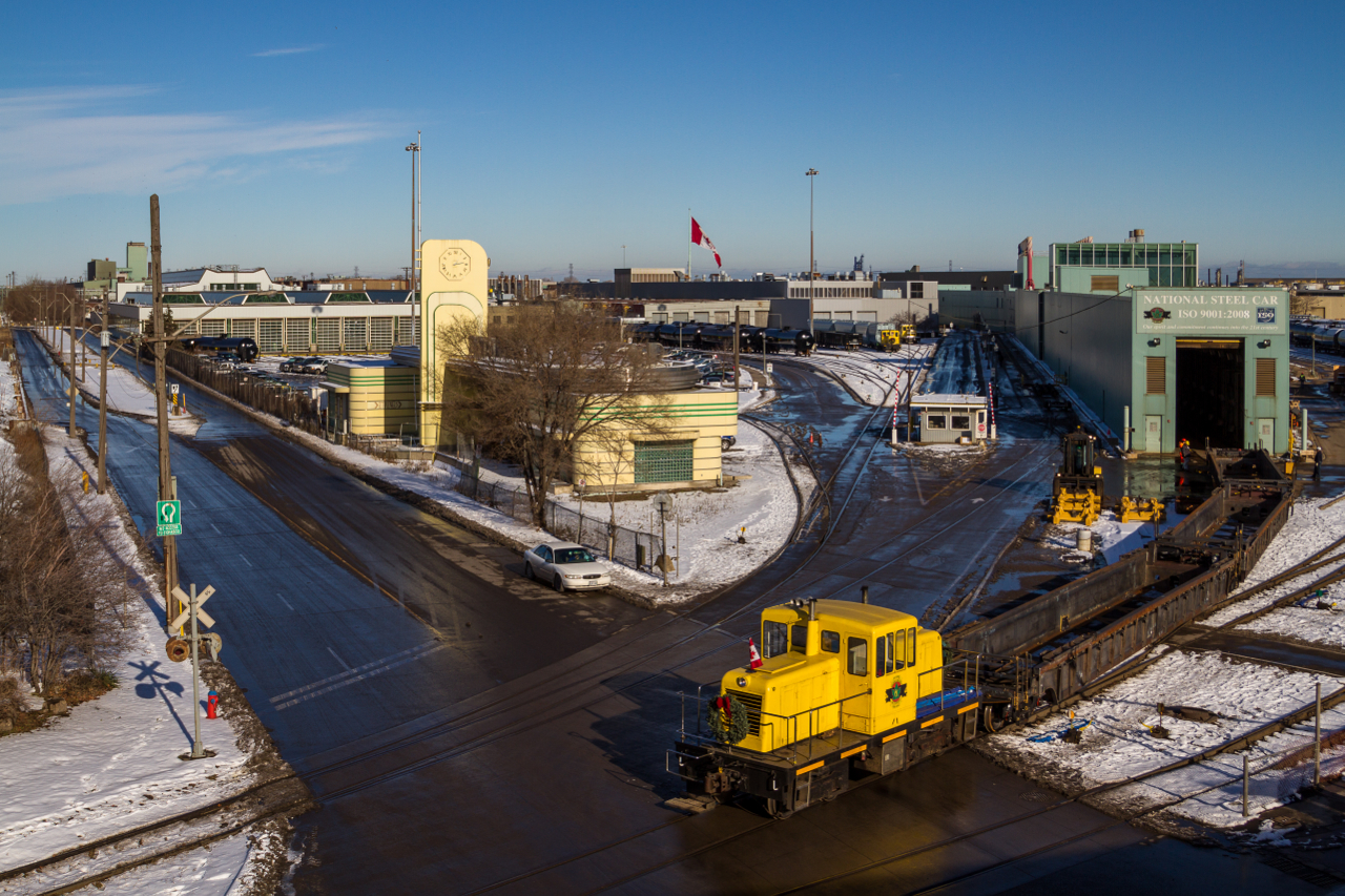 National Steel Car's GE 50-Ton critter shuffles some cars around the facility on a sunny December afternoon in Hamilton, Ontario.
