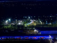 The festivities are over - the Holiday train is parked for the night and the Grey Cup ended in sorrow for Hamilton fans. While children sleep dreaming of Santa, the adults imbibe with alcohol to sooth wounds after the nights loss to the Stampeders. Yet for some reason I was still out and about photographing the CPR Holiday train at the west end of the former TH&B Aberdeen yard at 11 PM. Why do we do this anyway? When do we get our grey cup? Is photography not a sport? :)