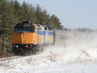 Happy Holidays! VIA 85 heads towards London on sunny winter day.