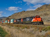CN SD60 5416 speeds towards Kamloops, operating between Kissick and Mann on CN's Ashcroft Sub.