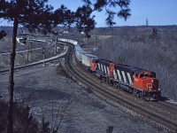 CN GP40-2W 9642 lead the eastbound Chicago - Toronto Laser train through Hamilton West. Today's train must have been short as this train normally rated three GP40-2s for power. 