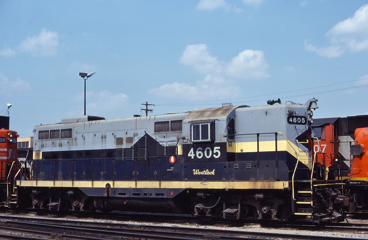 CN 4605 showing obvious signs of her NAR heritage, idles at CN's Calder Yard in Edmonton awaiting her next assignment.