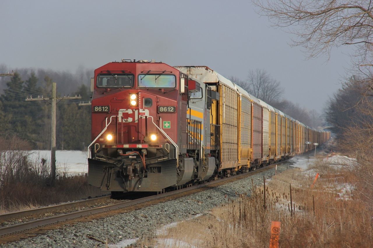 CP 147 with CP 8612 and KCS 4579 is wasting no time as they hustle racks towards London. 14:48. Thanks everyone for the heads up.